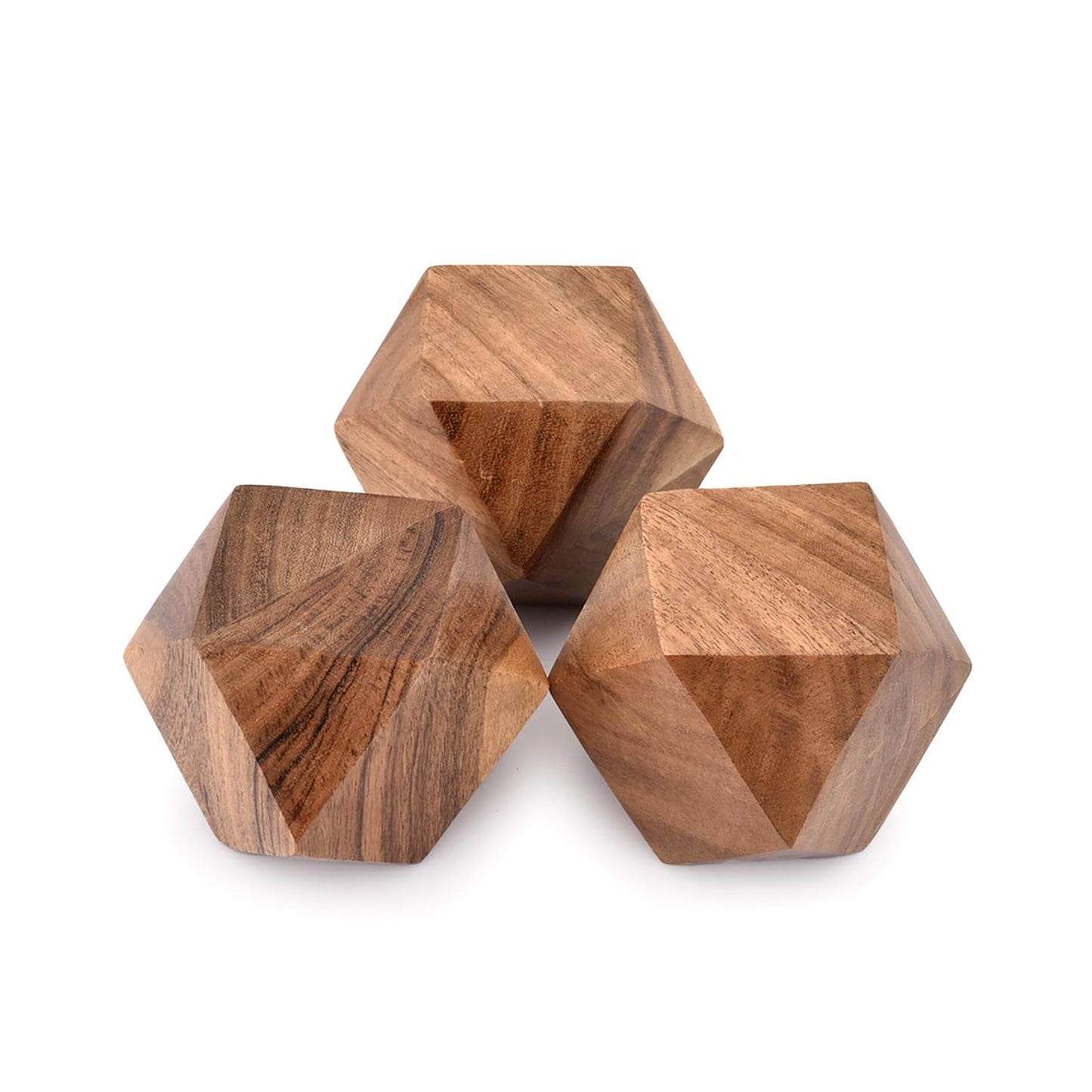 NIRMAN Acacia Wood Decorative Wood Ball for Centerpiece or Individual Use Ideal for Use in Living, Dining Room, Coffee Table Centerpiece Home Décor (3" x 3" x 3"), (Set of 3)