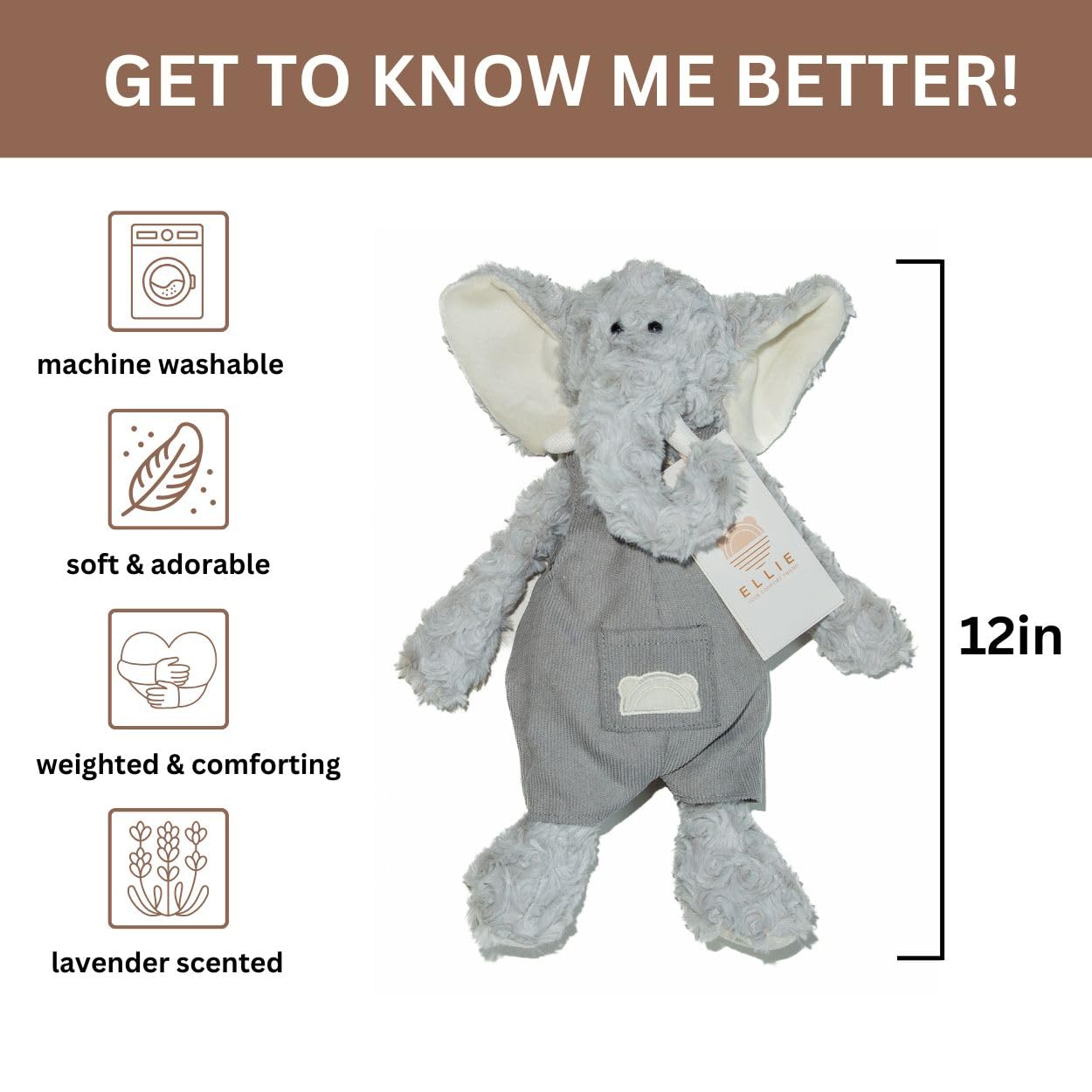 Family Framework Ellie Warming Plush – Microwavable Lavender Aromatherapy Stuffed Animal – Heatable & Coolable
