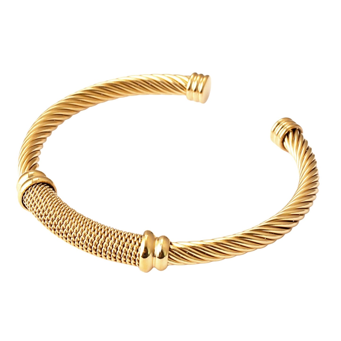 MENGSHA 14K Gold Plated Bracelet for Men for Women Open Adjustable Bangle Cuff Bracelet Chunky Twisted Bangle Bracelet for Women Stackable Bracelet Jwerelry Gift for Birthday Graduation Anniversary