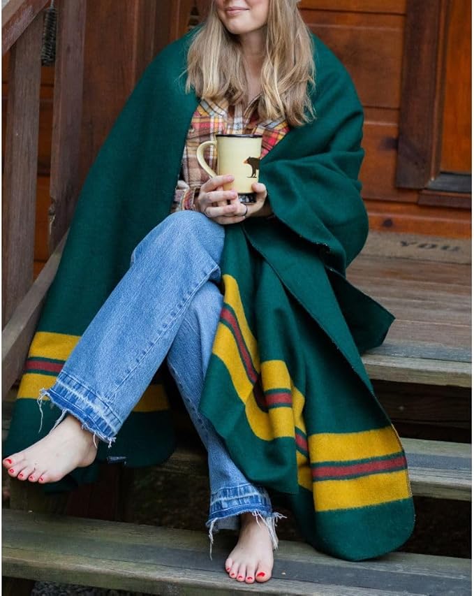 Arcturus Military Wool Blanket - Warm, Thick, Washable - Great for Outdoors, Camping, Stadium Blanket, Picnics, Travel - Car & Bushcraft Survival Kits, Large 64in x 88in 4.5 lb