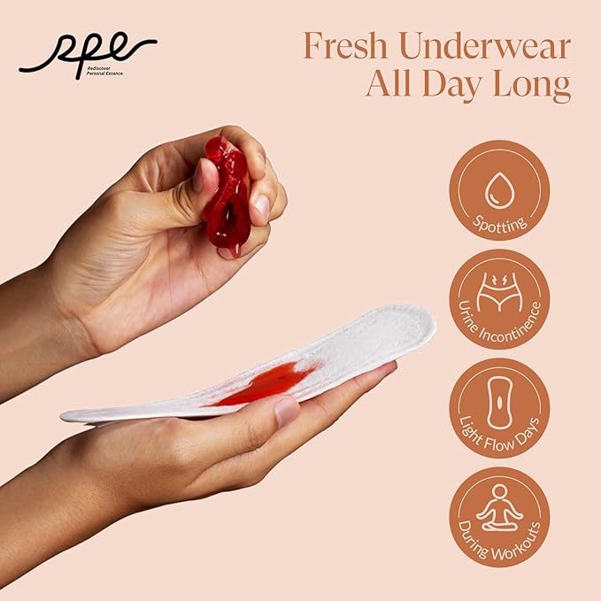 100% Organic Long Panty Liners for Women Long, Ultra Thin Cotton Cover, Long Pantiliners, Light Absorbency, Unscented Barely There Pantie Liners, Individually Wrapped (Long Liner, Size 2, 32ct)
