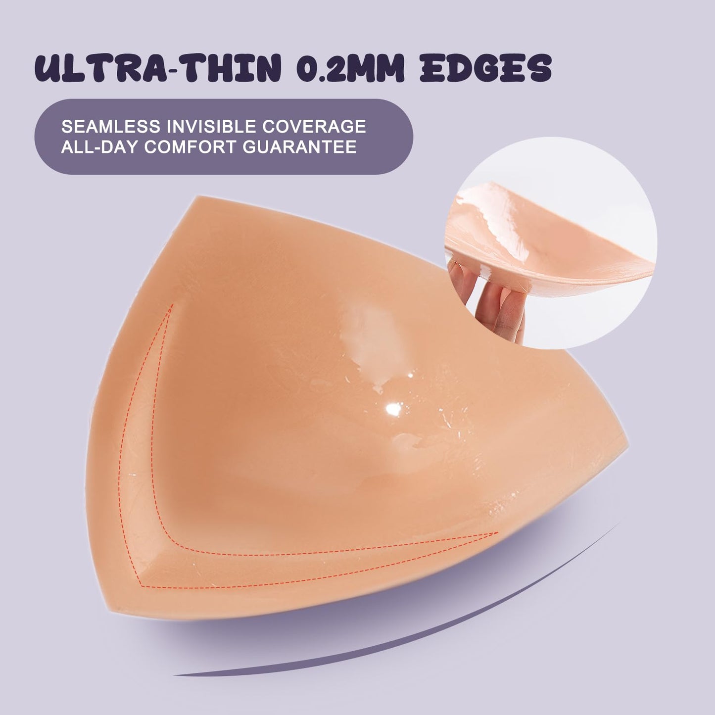 Wieysdoo Double-Sided Sticky Bra Insert Pads, Reusable Adhesive Push-Up Bra Pads for Large Breasts, Seamless Lift Bra Inserts for Bikini Swimsuit Strapless Dress,M Beige