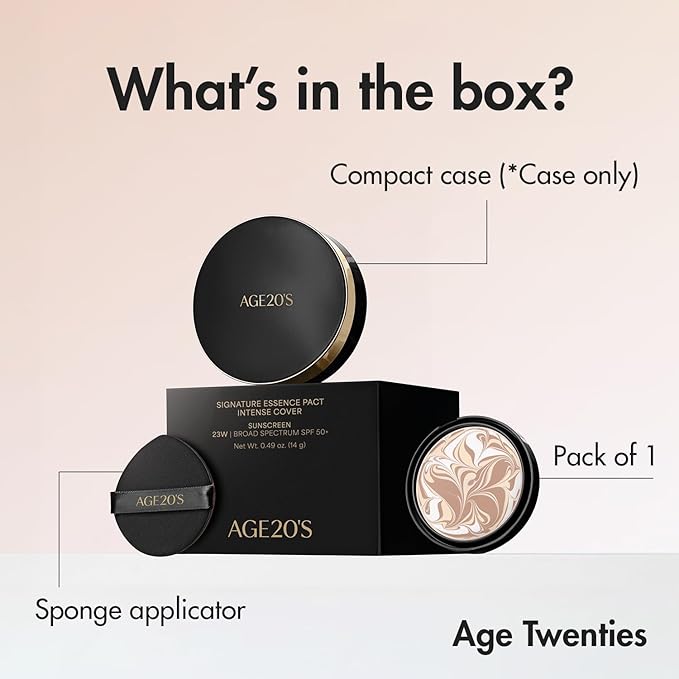 AGE20'S Signature Essence Pact SPF 50+ | Pack of 1 | 13C PORCELAIN | Cream Foundation, Dewy Finish, Natural Coverage | Korean Cushion Foundation