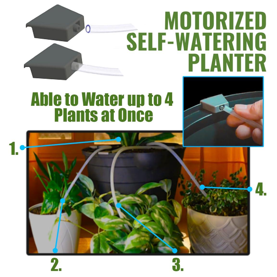 LAEBUILD Motorized Self Watering Plant Pots for Indoor Plants, 1.25 Gallon Automatic Planter with Programmable Pump, LED Indicator for Office Decor & Gardening