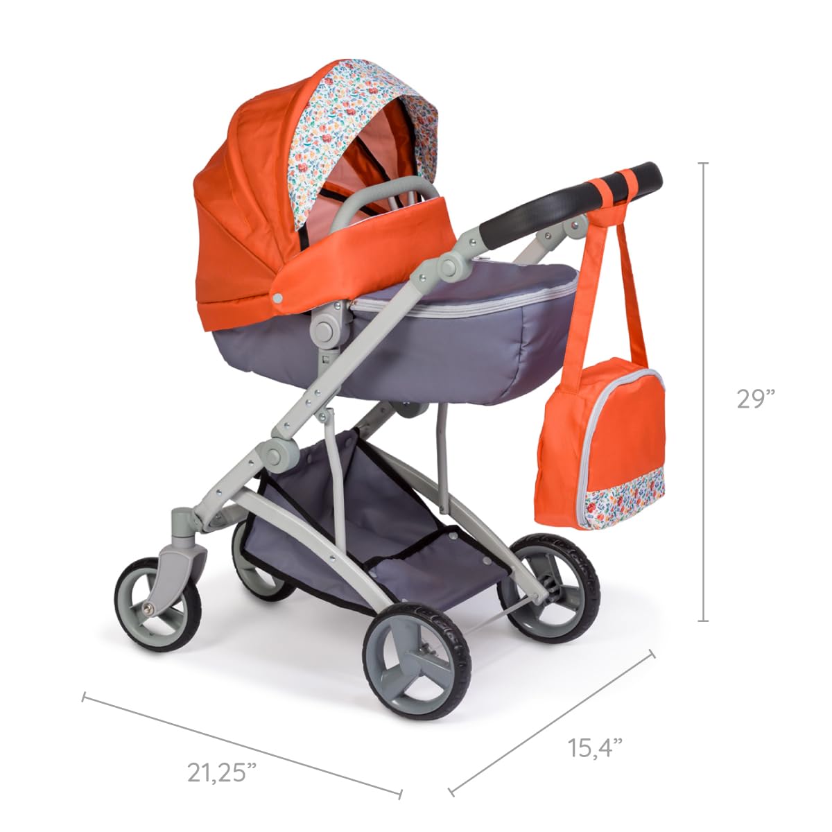JC Toys - for Keeps Playtime | Deluxe Folding Sports Pram Stroller | Nature Theme Collection | for Dolls up to 20" | Ages 3+