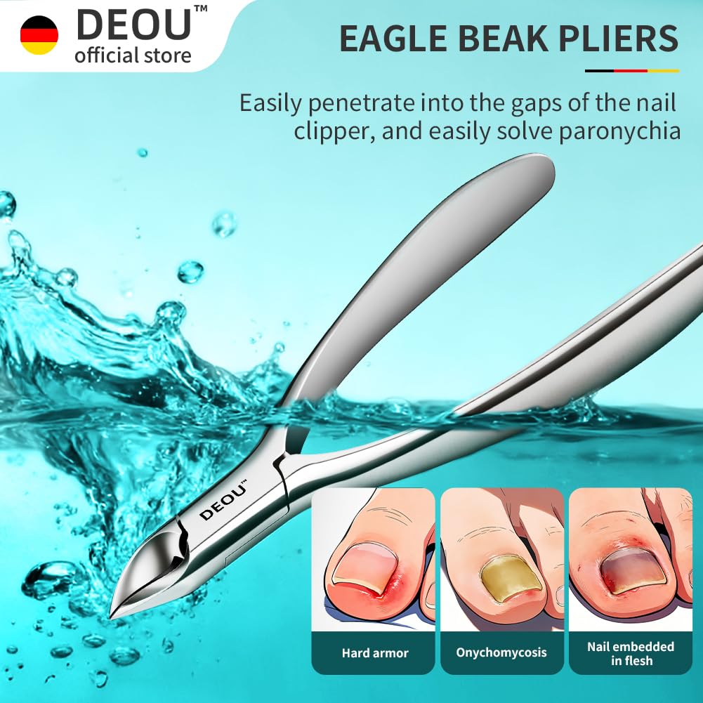 DEOU Premium Manicure Set 8 in 1, 420J2 Stainless Steel Pedicure Kit with Luxury Leather Case, Professional Grooming Tools for Travel & Home, (Brown)