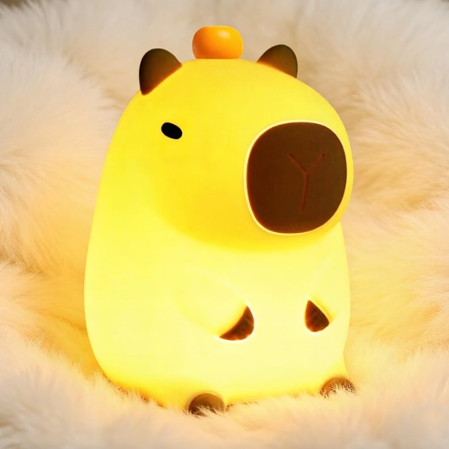 Night Light,Cute Tangerine LED Squishy Novelty Animal Night Lamp,Dimmable Soft Silicone Nursery Nightlight for Kids, Rechargeable Bedroom Touch Lamp, Dorm Decor, Gift(Capybara)