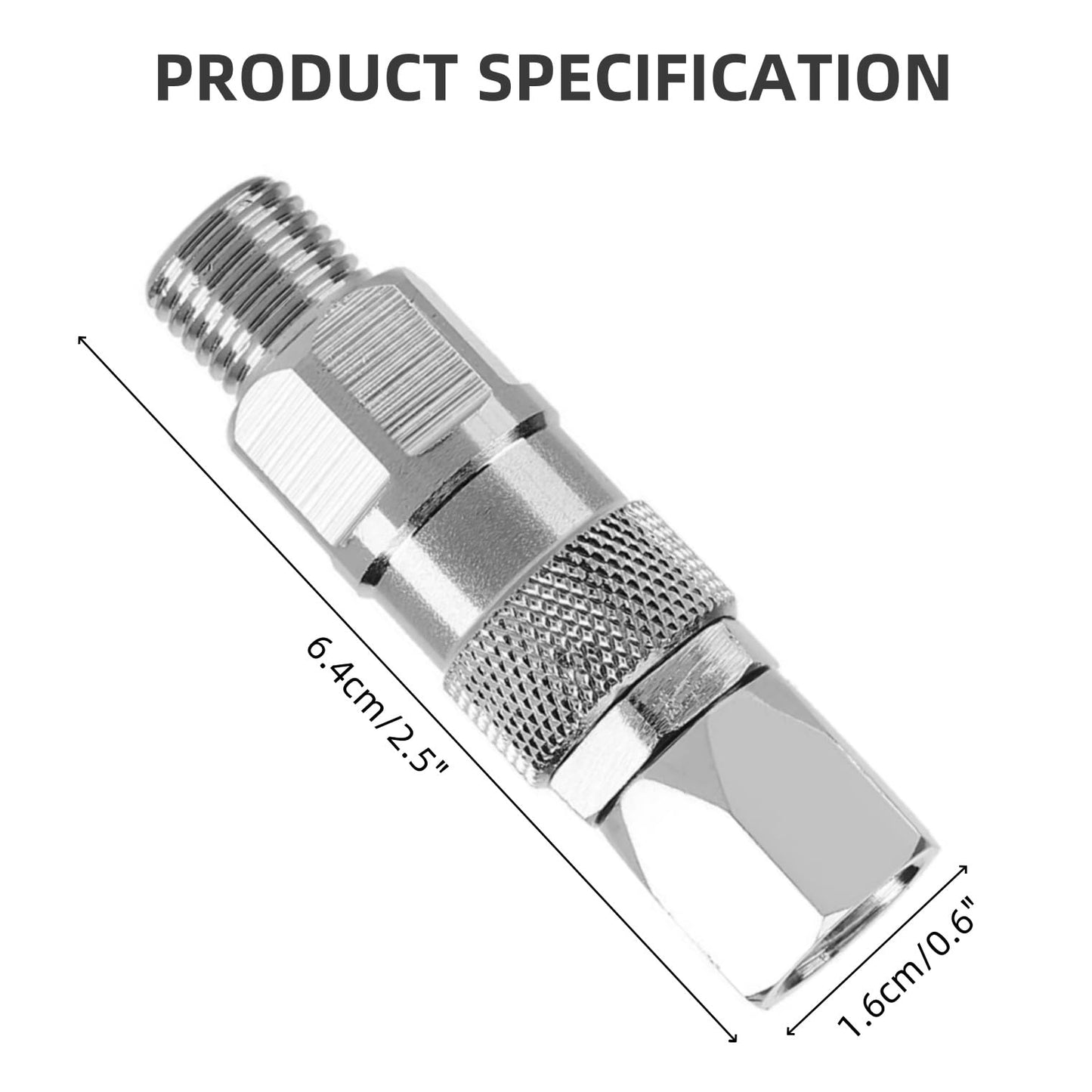 (3-Pack) Swivel Joint 1/4-Inch 360 Degrees Rotate Stainless Steel Airless High Pressure Spray Gun Hose Swivel Joint Connector Accessories for Paint Sprayers and Hose