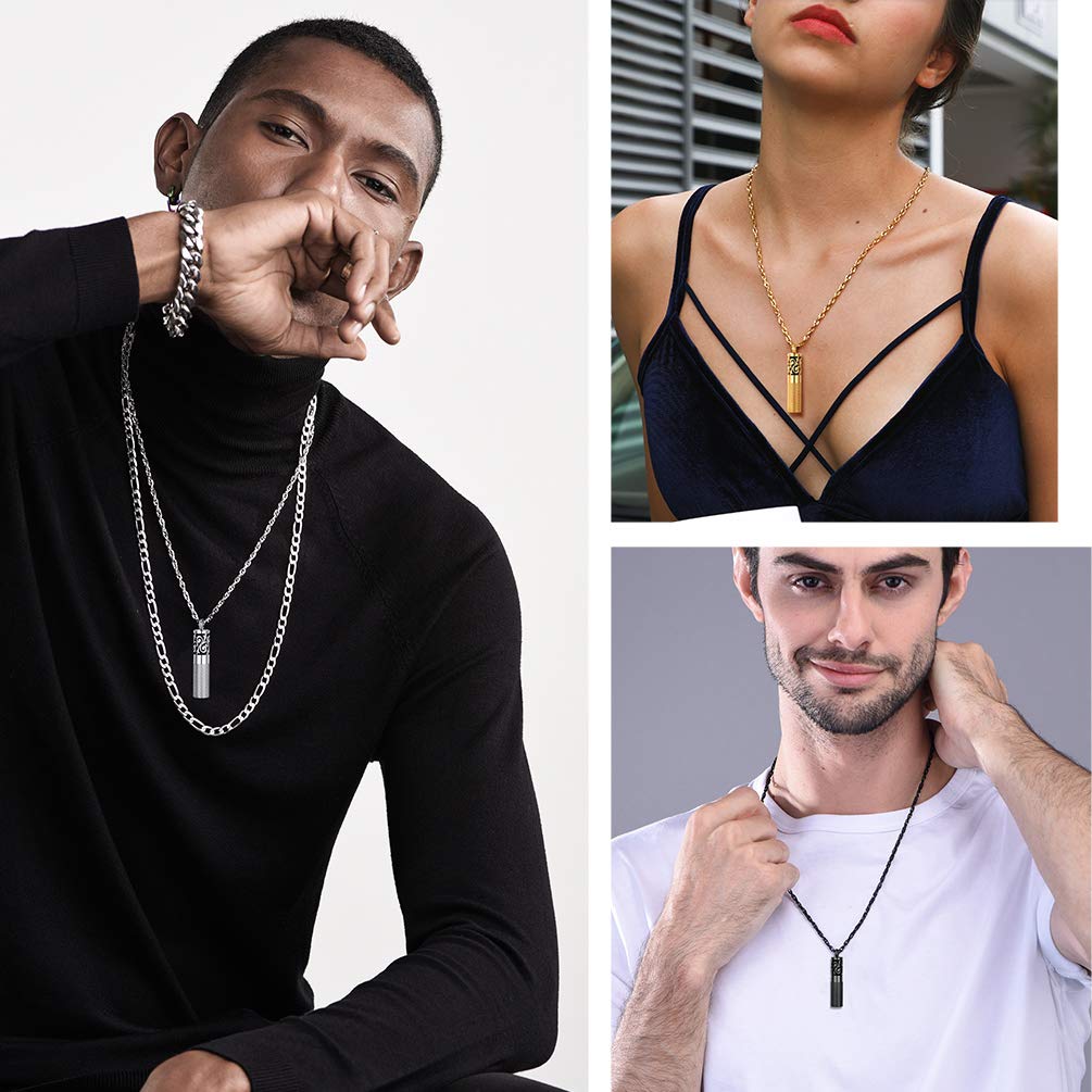 Men Perfume Locket Round Bottle Pendant Necklace Diffuser Essential Oil Women Jewelry Stainless Steel Aromatherapy Pads Necklace