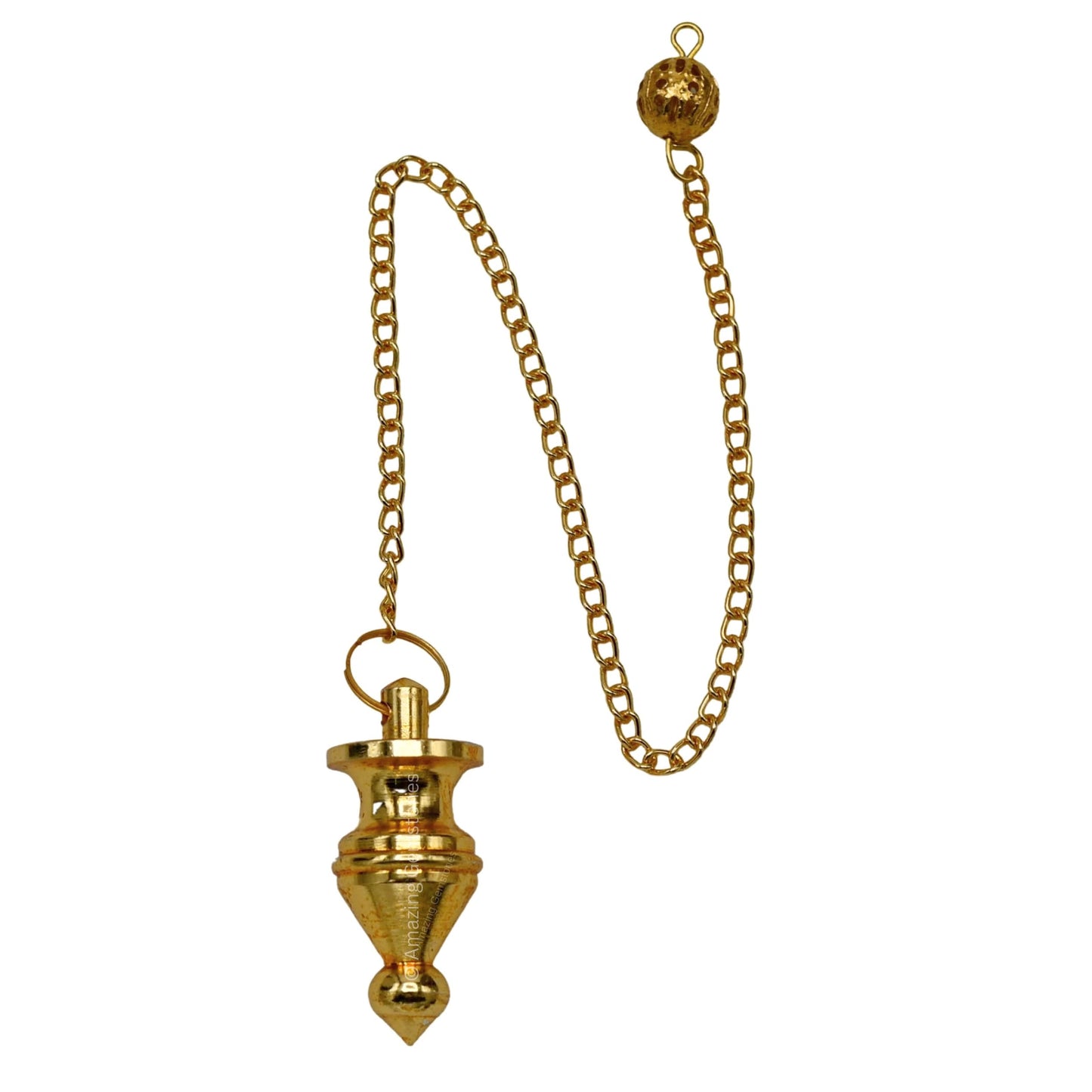 Amazing Gemstone Healing Metal Pendulums for Divination, Gold Ring Pointed Cone Steel Copper Pendulum High Energy Pendulo de Bronce Pendulos de Mesa MP11