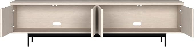 Henn&Hart Rectangular TV Stand for TV's up to 85" in Beech White, for Home, Living Room, Bedroom, Entertainment Room, Office