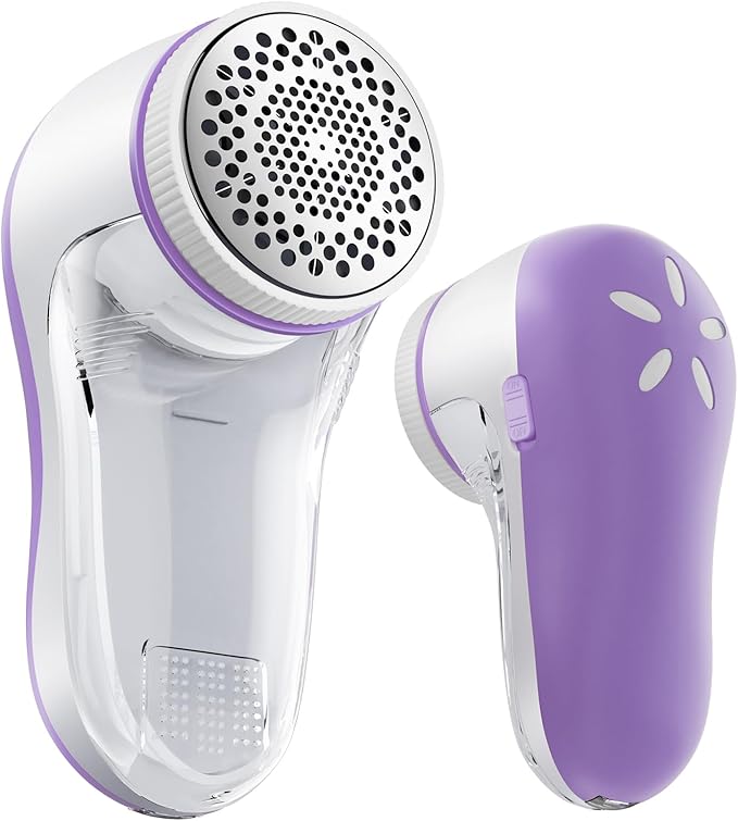 POPCHOSE Fabric Shaver, Lint Remover for Clothes, Electric Lint Shaver with 6-Leaf Blades, Sweater Shavers to Remove Pilling for Clothing, Couch, Furniture, Fuzz, Lint Ball, Bobbles, Violet Purple
