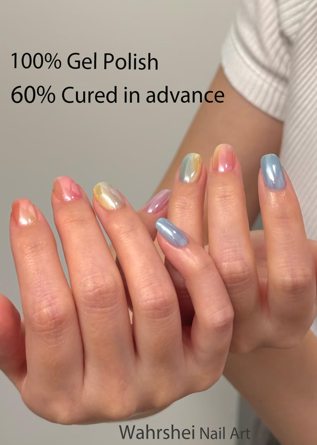 Semi Cured Gel Nail Strips, No LED Lamp Needed, Glazed Donut Rainbow Gel Nail Stickers, Wraps for Home Manicure DIY