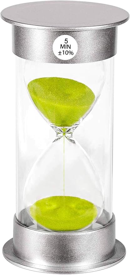Sand Timer 5 Minute Hourglass Timer, Plastic Sand Clcok 5 minutes, Small Hour Glass Sandglass Timer for Kids, Games, Classroom, Kitchen, Decorative (5 Min, Green Sand)