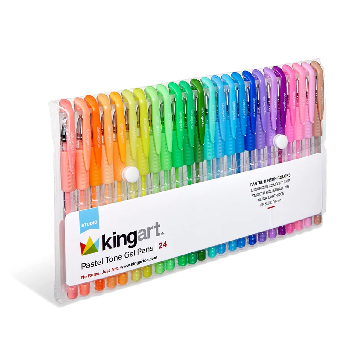 KINGART Gel Pens, Pastel Tone Colors, Non-Toxic, All Ages, Smooth Rollerball Tip, Luxurious Comfort Grip, 24 Count