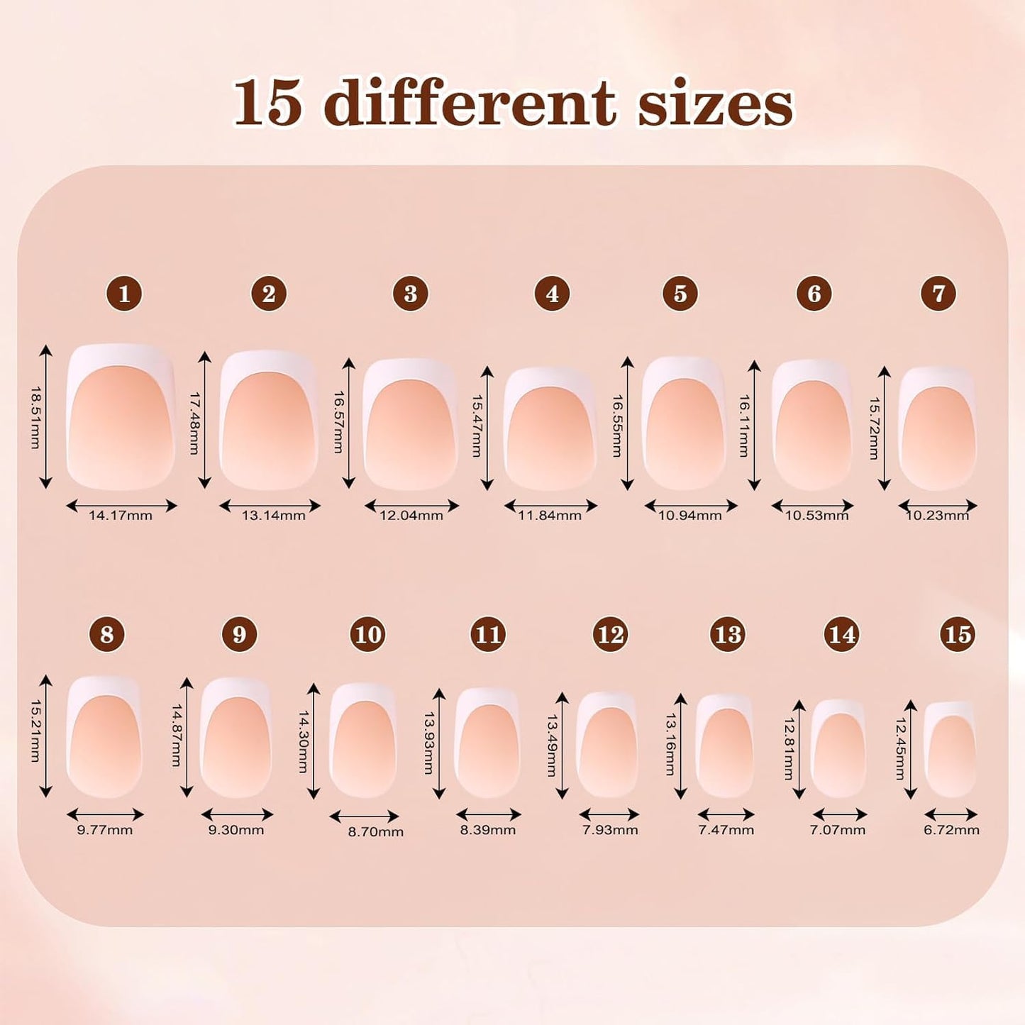 300Pcs French Tip Press on Nails, OPkssnails French Press On Nails Extra Short Square, Pre-shaped No Need to File 3 in 1 Gel Nail Tips, Acrylic Fake Nails for Nail Art DIY Extension Designs 15 Size