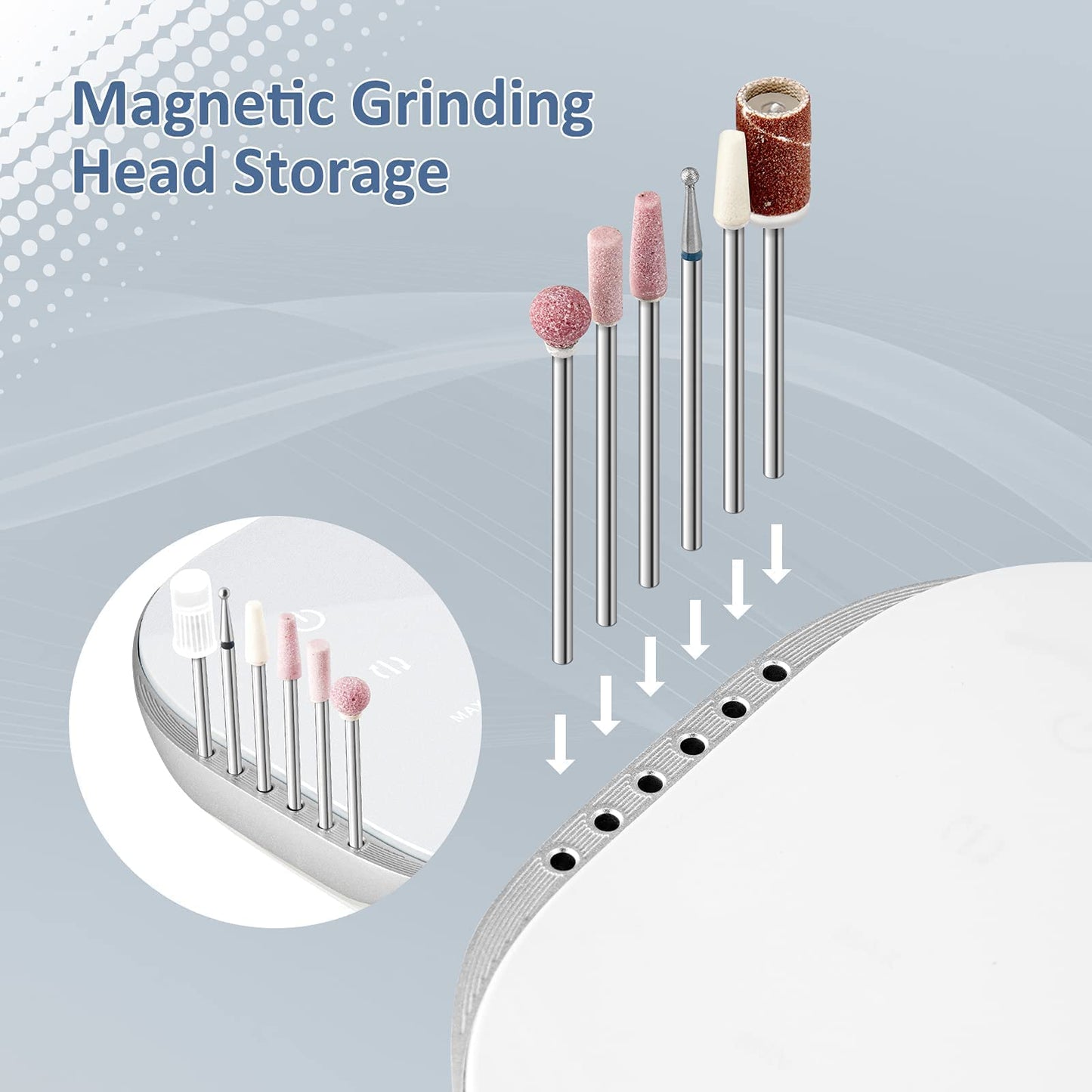 Madenia Professional Nail Drill Machine for Acrylic Nails, 35000RPM Compact Cute Electric Nail Drills with Touch Screen Efile Nail Drill E File Kit for Salon Home Manicure Pedicure Use, Gray