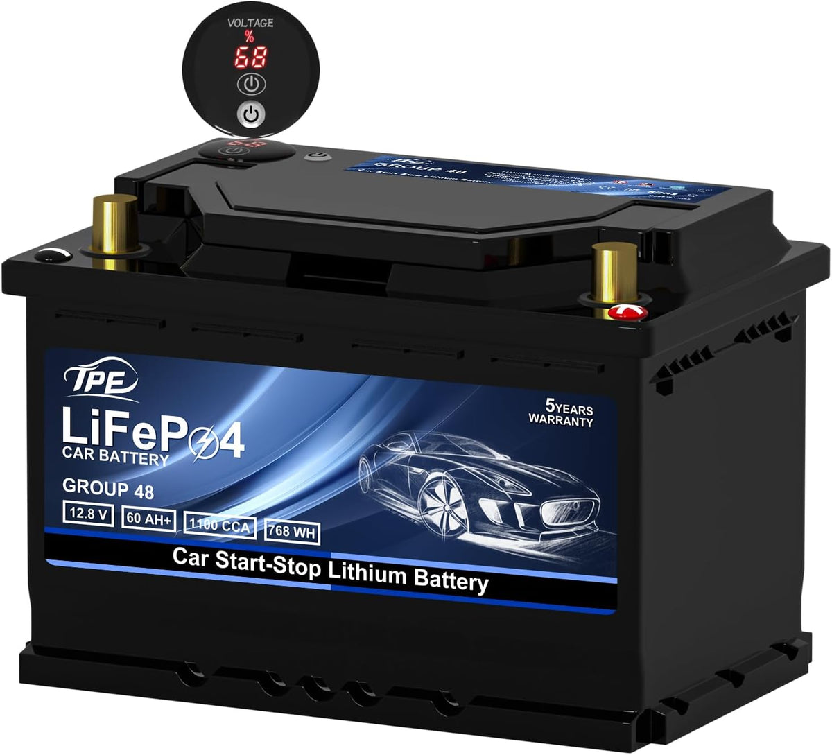 Group48 LiFePO4 Lithium-ion Car Battery Lightweight Design Auto Lithium Battery 12V 60AH High-Performance Car Battery
