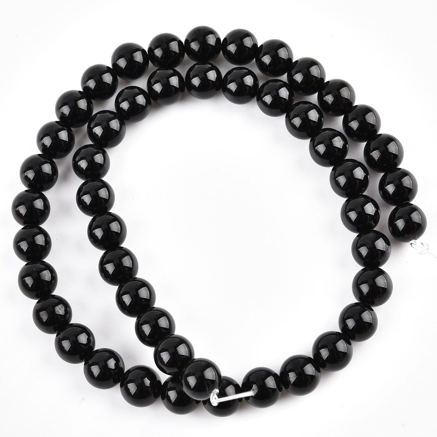 10mm Natural Black Onyx Beads Round Agate Gemstone Loose Beads for Jewelry Making (36-38pcs/strand) A