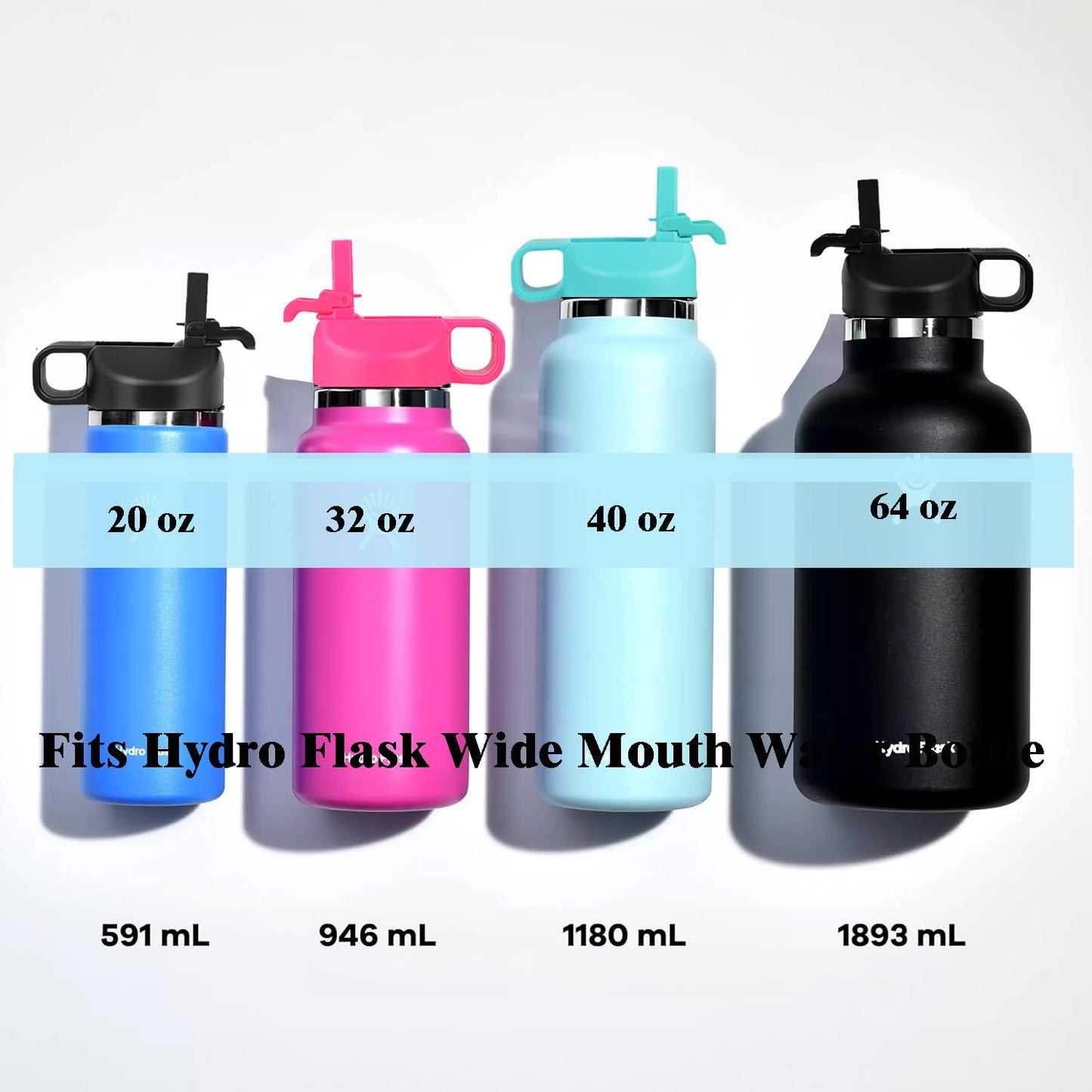 SYACOT Straw Lid for Hydroflask 12 32 40 64 oz Wide Mouth Water Bottle, Lids with Straw for Hydro Flask Sports Bottle Replacement Flex Cap Top Cap-Dust Cover Design