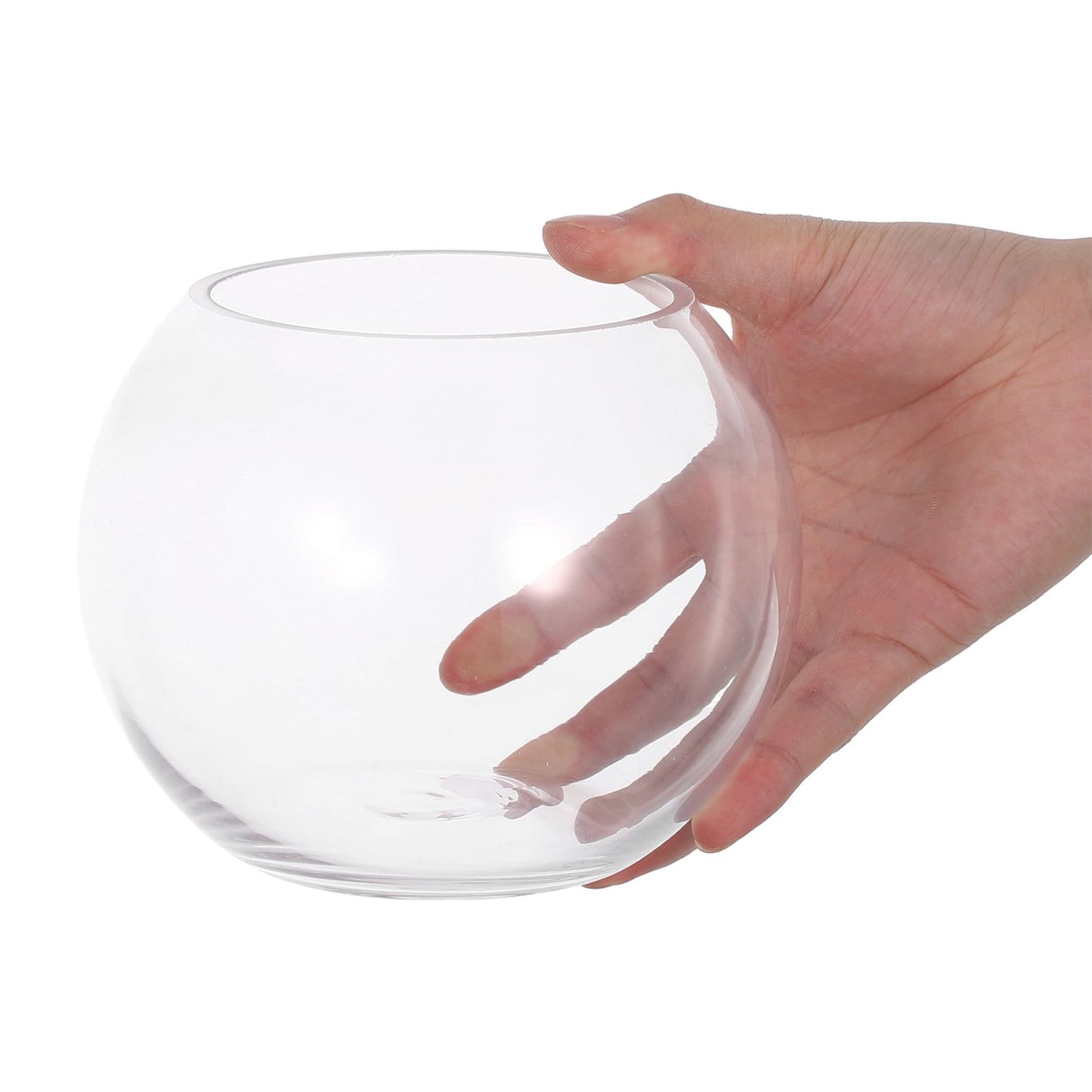 jojofuny Small Round Glass Bubble Vase 15cm Hydroponic Plant Container Succulent Terrarium Flower Pot for Home Office Decoration