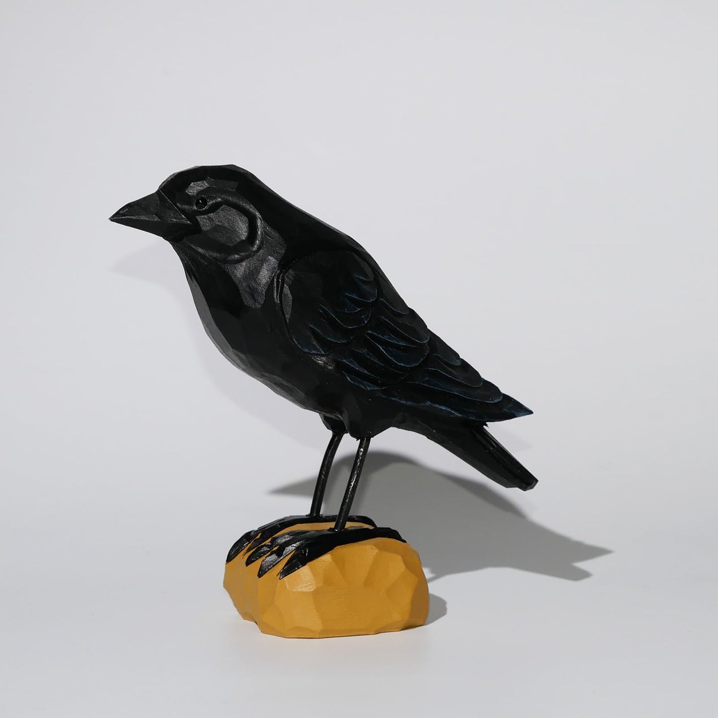 DinNingNing Wood Crow Figurine Black Raven Decor Small Animal Statues Carving Sculpture Ornament Bird Gifts