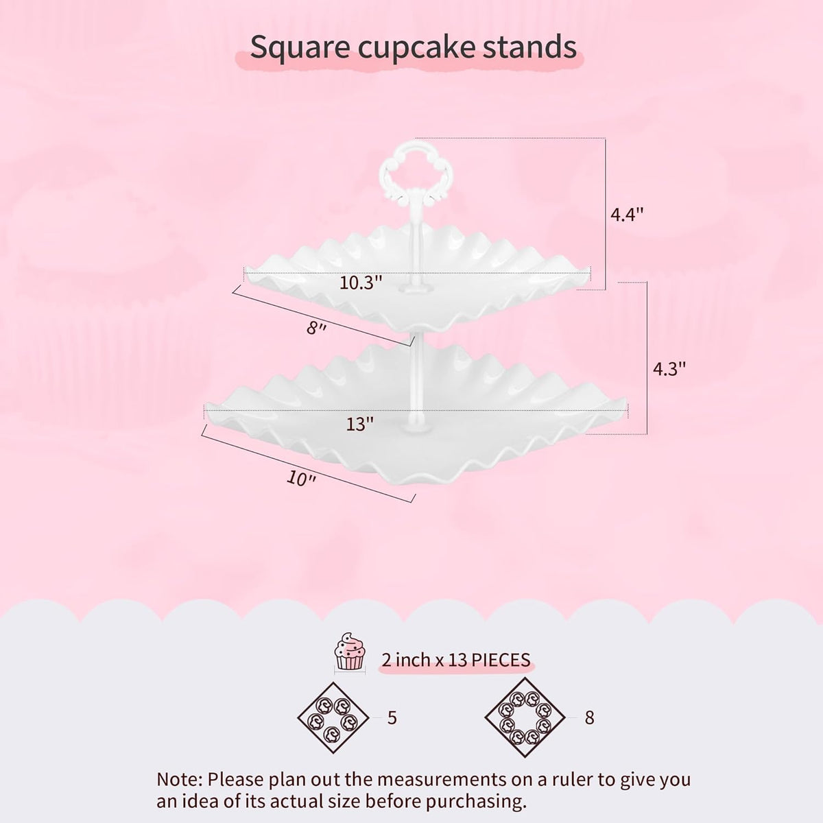 Pack of 10 NWK Dessert Stand Set with 2X Large 2-Tier and 2X Large 3-Tier Cupcake Stands, 4 x Appetizer Trays, 2 x Cake Pop Stands, for Birthday Baby Shower Party Decorations