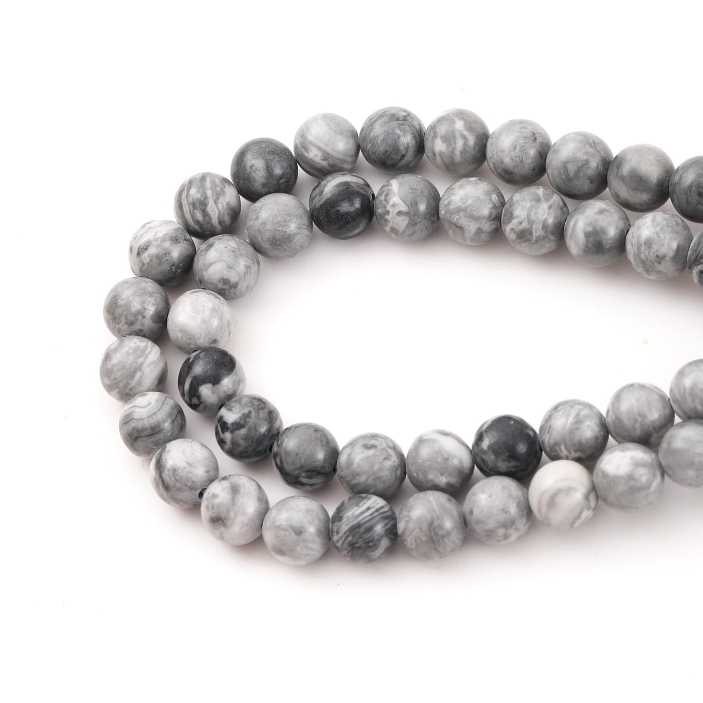 10mm 38pcs DIY Natural Map Stone Beads Round Healing Crystal Gemstone Loose Beads for Jewelry Making Handmade Bracelet Necklace