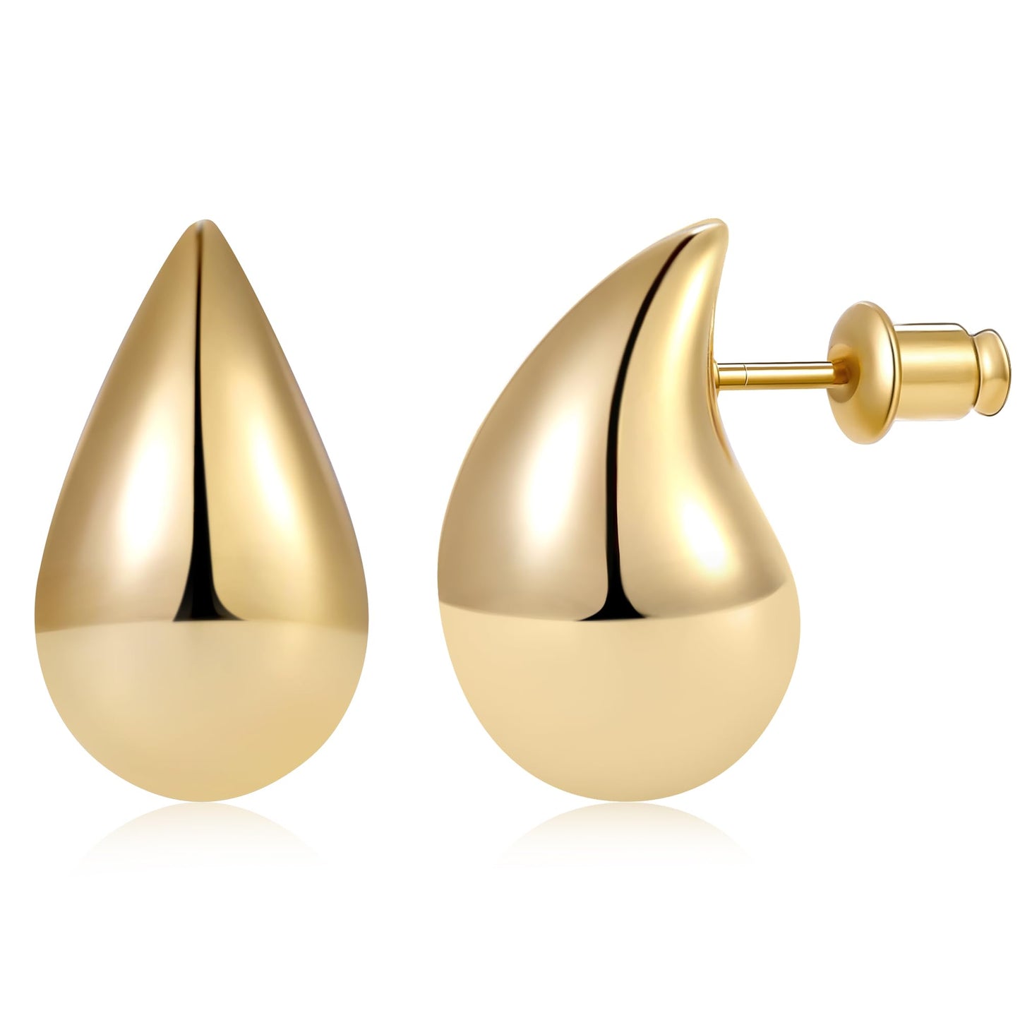 Gacimy 14K Gold Plated Teardrop Earrings Dupes for Women, Chunky Drop Earrings for Women with 925 Sterling Silver Post, 0.7 Inches