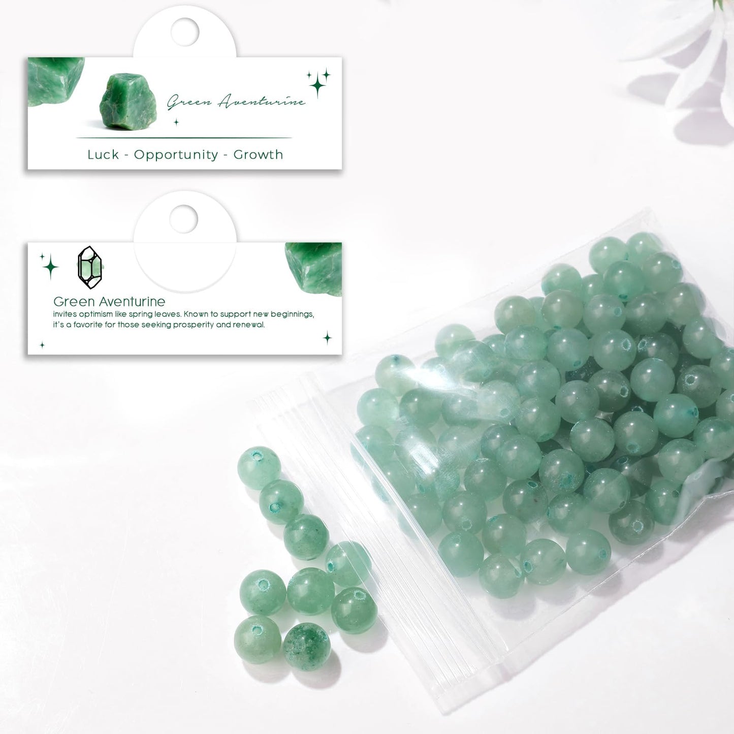 Raicegs 100pcs 8mm Green Aventurine Beads Natural Gemstone Beads Round Loose Beads for Jewelry Making DIY Bracelets Necklace