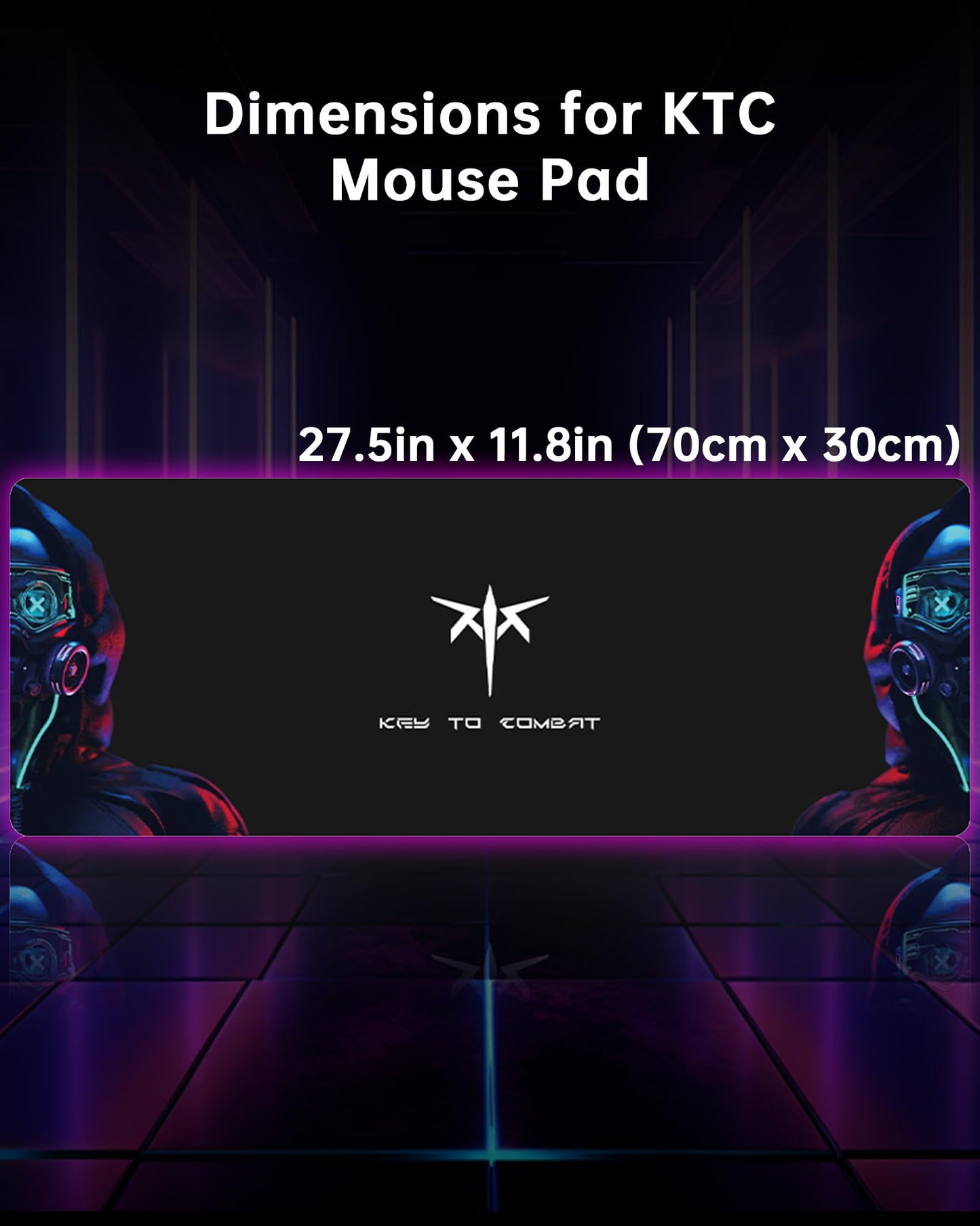 KTC Large Mouse Pad Gaming, Mouse Mat with Microfiber Fabric Surface, Extended Desk Mousepad with Stitched Edges, Non-Slip Rubber Base, 27.5 x 11.8 in, Black, for Gamer Office Home