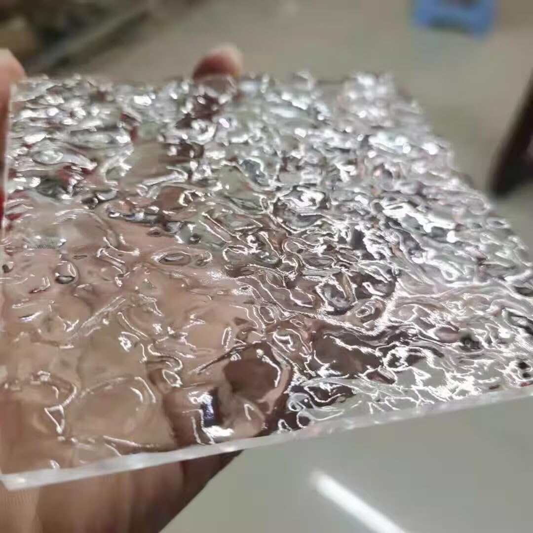Clear Acrylic Sheets Stone Texture 1/8'' Thickness,12" x 12" Plexiglass Wave Ripple Sheet Acrylic Sheet for DIY Craft Projects,Signs, Display Cases - Easy to Cut with Laser,Saw or Hand Tools