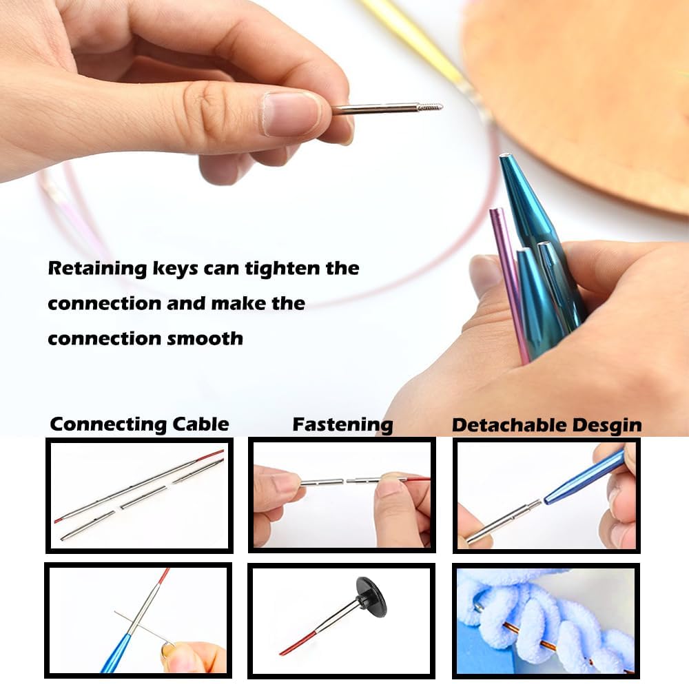 Yarniss 13 Pair Circular Knitting Needle Set 3.0~10.0mm, Interchangeable Aluminum Knitting Needles with Case