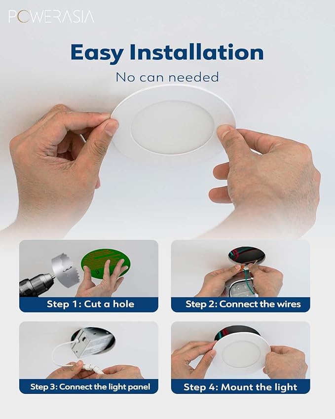 12 Pack 6 Inch Ultra-Thin LED Recessed Ceiling Light with Junction Box, Recessed Lighting 6 Inch 5000K Dimmable Daylight, 15W 220W Eqv, 1200LM High Brightness - ETL and Energy Star Certified