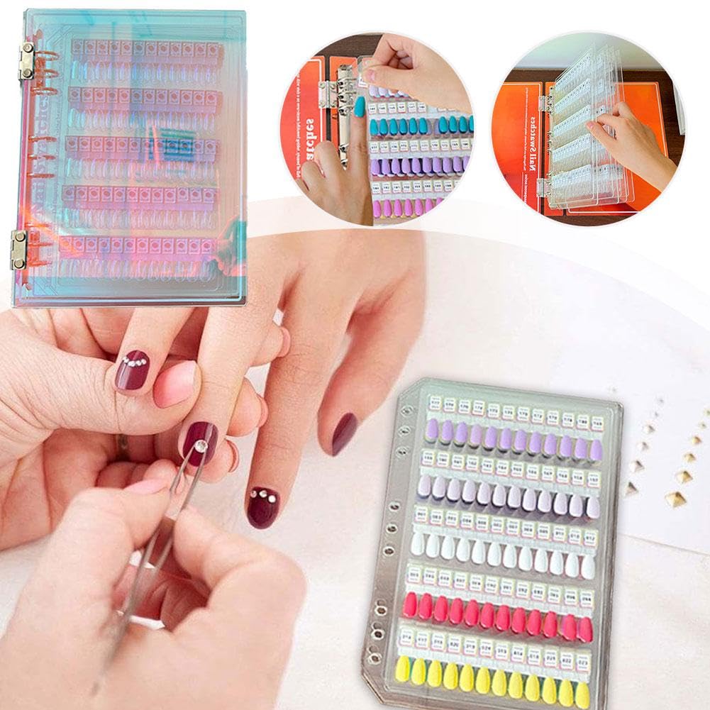 180pcs Magnetic Nail Swatch Book, Nail Color Display Book Nails Swatch, Professional Nails Art Salon Design Display Booklet for Manicurist, Removable Blank NailSample Dis-play Organizer Booklet