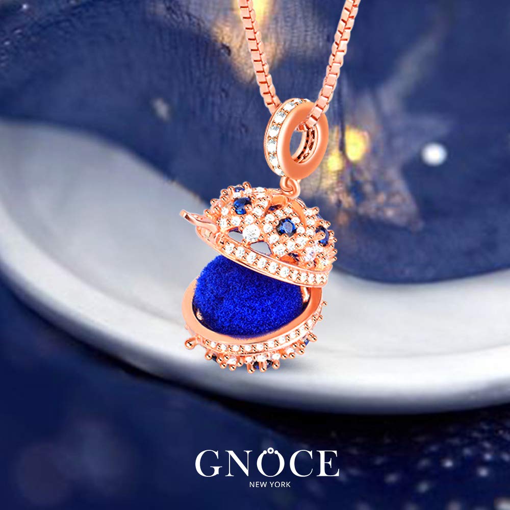 GNOCE Aromatherapy Essential Oil Diffuser Necklace S925 Sterling Silver 18k Rose Gold Diffuser Necklace Locket Pendant Love Never Ends Christmas Jewelry Gift for Women