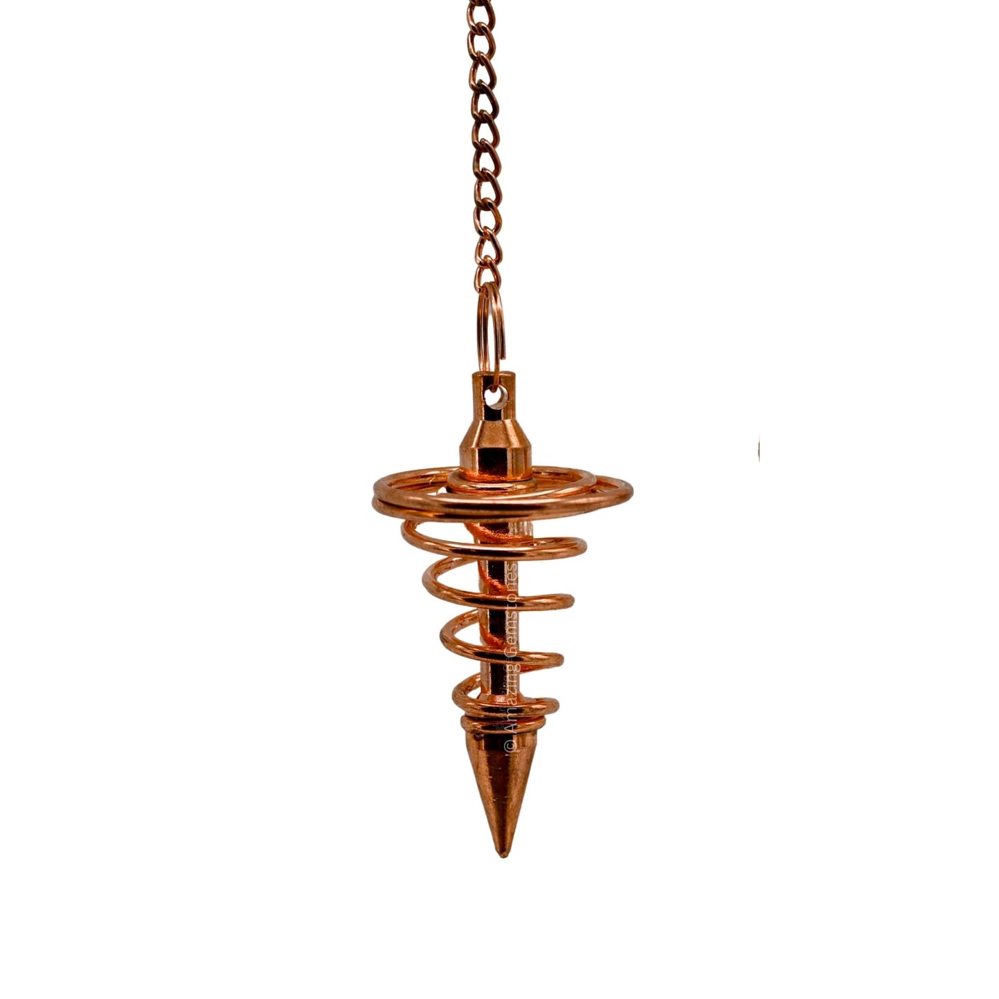 Amazing Gemstone Healing Metal Pendulums for Divination, Rose Gold Spiral Coil Open Chamber Steel Copper Pendulum High Energy Pendulo de Bronce Pendulos de Mesa MP9