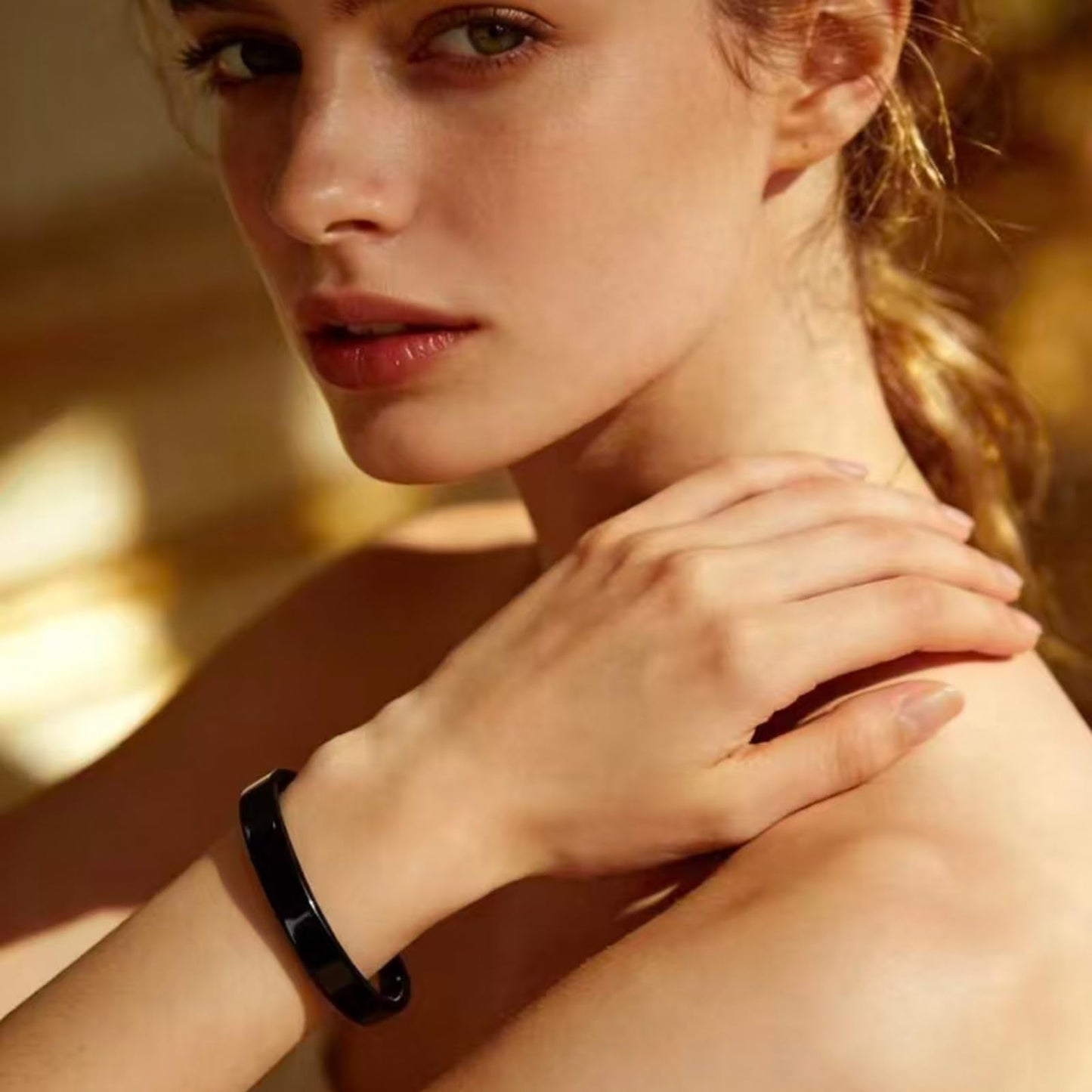 TiFluFlue Kalm Bracelet Ring Set for Women (Black)