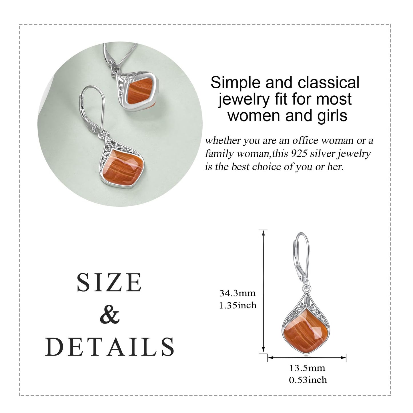 Orange Teardrop Earrings Sterling Silver Orange Agate Filigree Irish Celtic Teardrop Drop Earrings Jewelry Christmas Gifts For Women