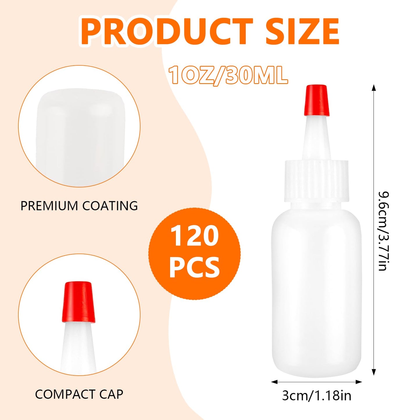 QUYLIXX 120 Pcs Squeeze Bottle for Liquids, Mini Sauce Bottles with Squeeze Top Caps, for Icing Cookie Decorating Sauces Condiments Arts Crafts (1 Oz)