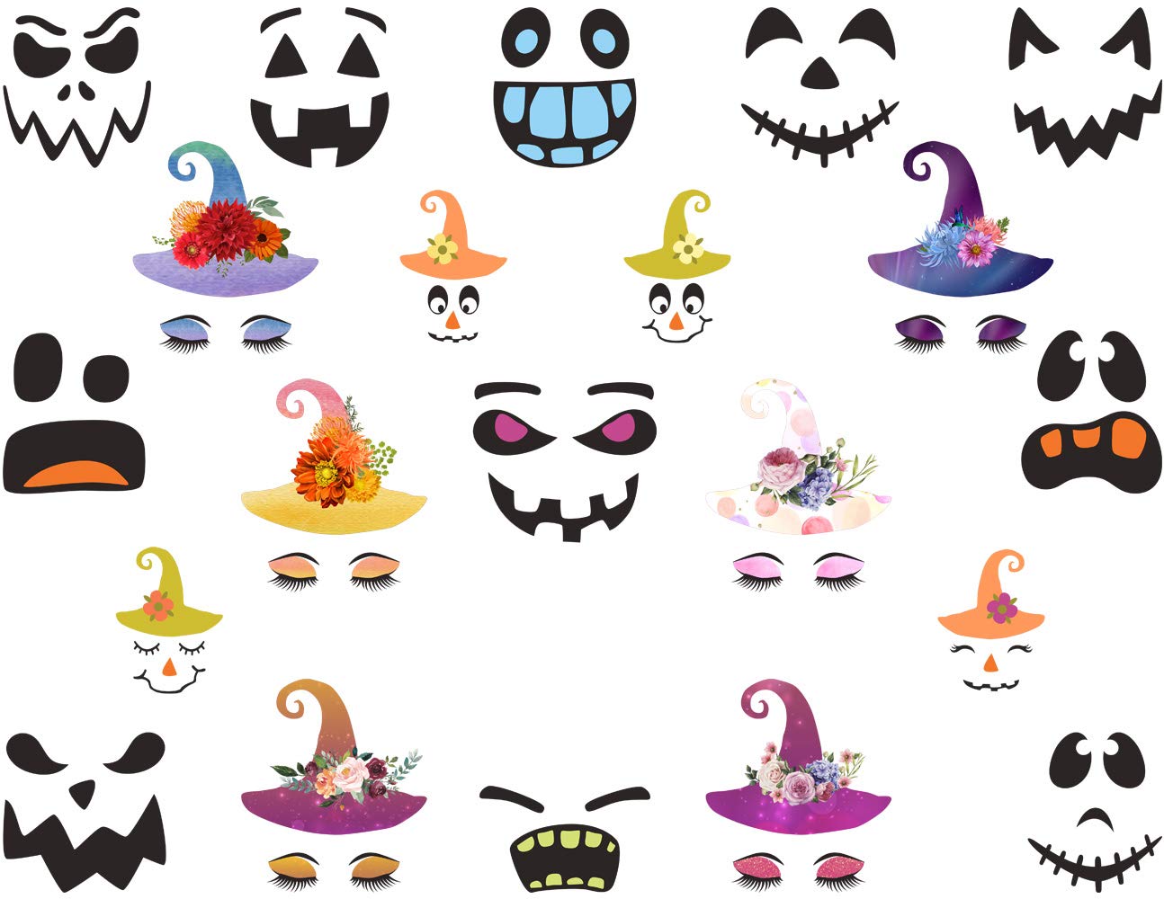 Mozamy Creative Halloween Wall Decals Witches Face Decals Scary Faces Decals Halloween Decor Halloween Home Decorations