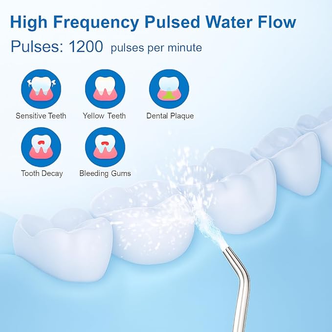 Cordless Water Dental Flosser for Teeth – Portable Rechargeable Oral Irrigator 300ML with 5 Jet Tips, IPX7 Waterproof, Travel Case, Gum Care, Home & Travel Use