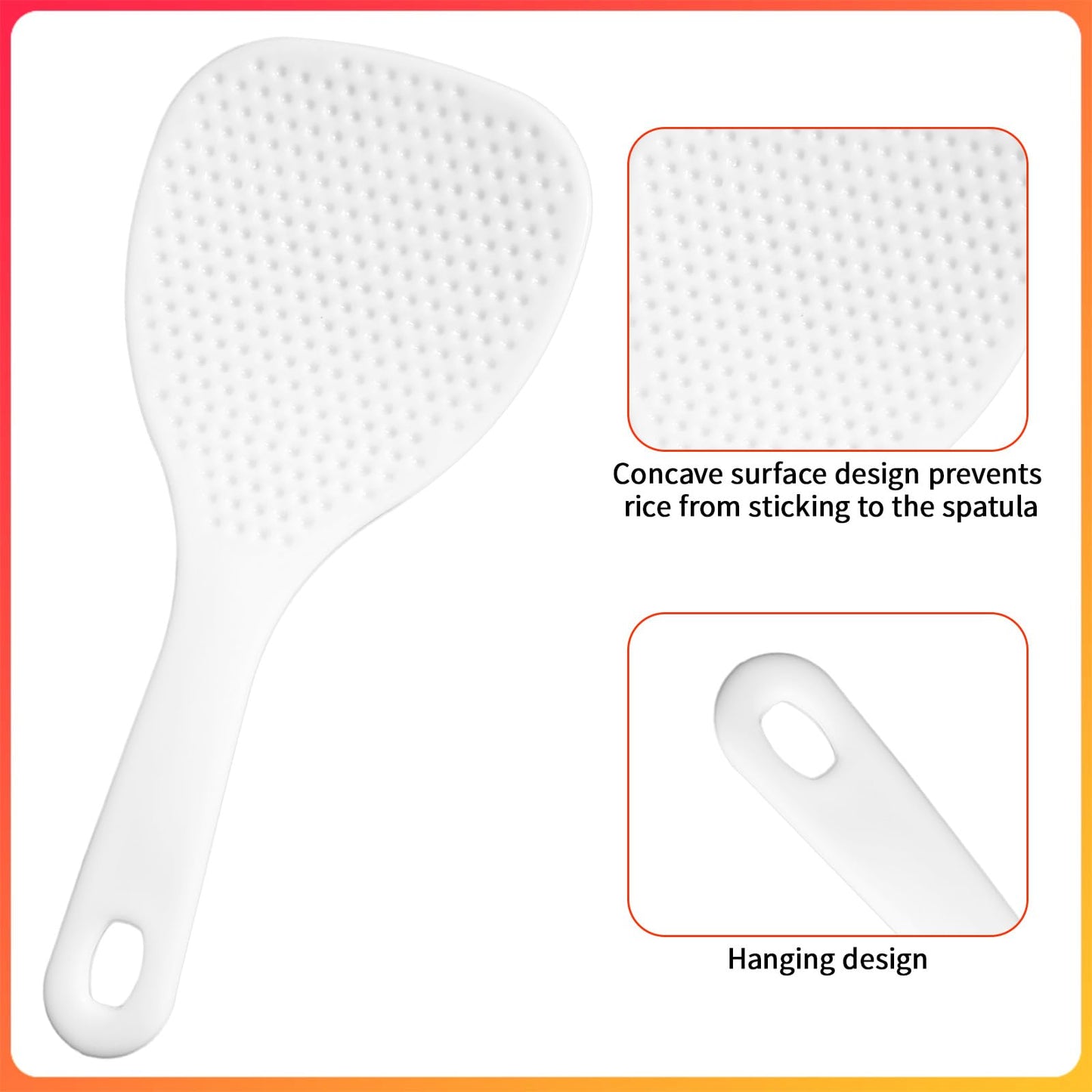2 Pcs Rice Paddle Spoon, 7.5 Inch White Plastic Non-Stick Rices Paddle Rice Serving Spoon Server Spatula Scooper Kitchen Cooking Utensil for Serving Electric Rices Cooker Grains Potatoes Cooking