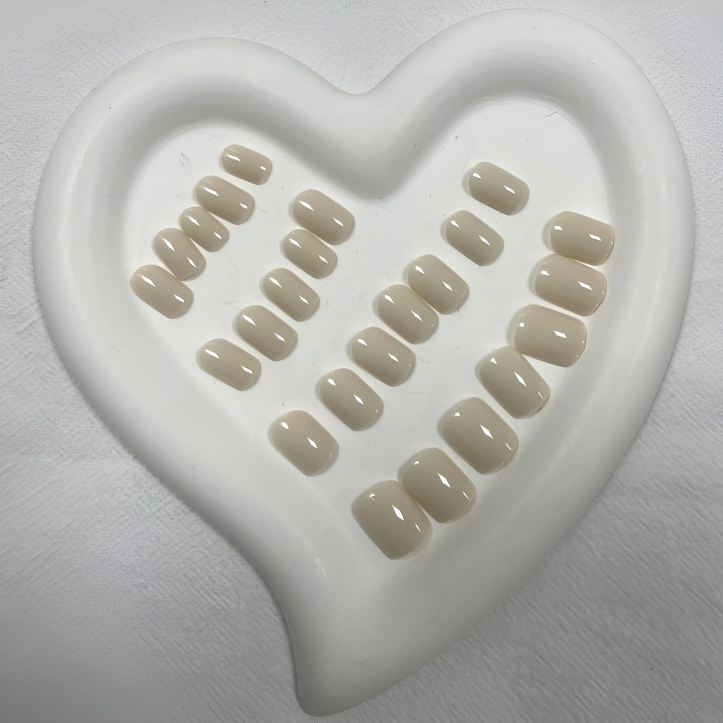 Nude Fake Nails - Square Press Ons, Short Acrylic, Solid Color, Glossy Glue Ons for Women & Girls