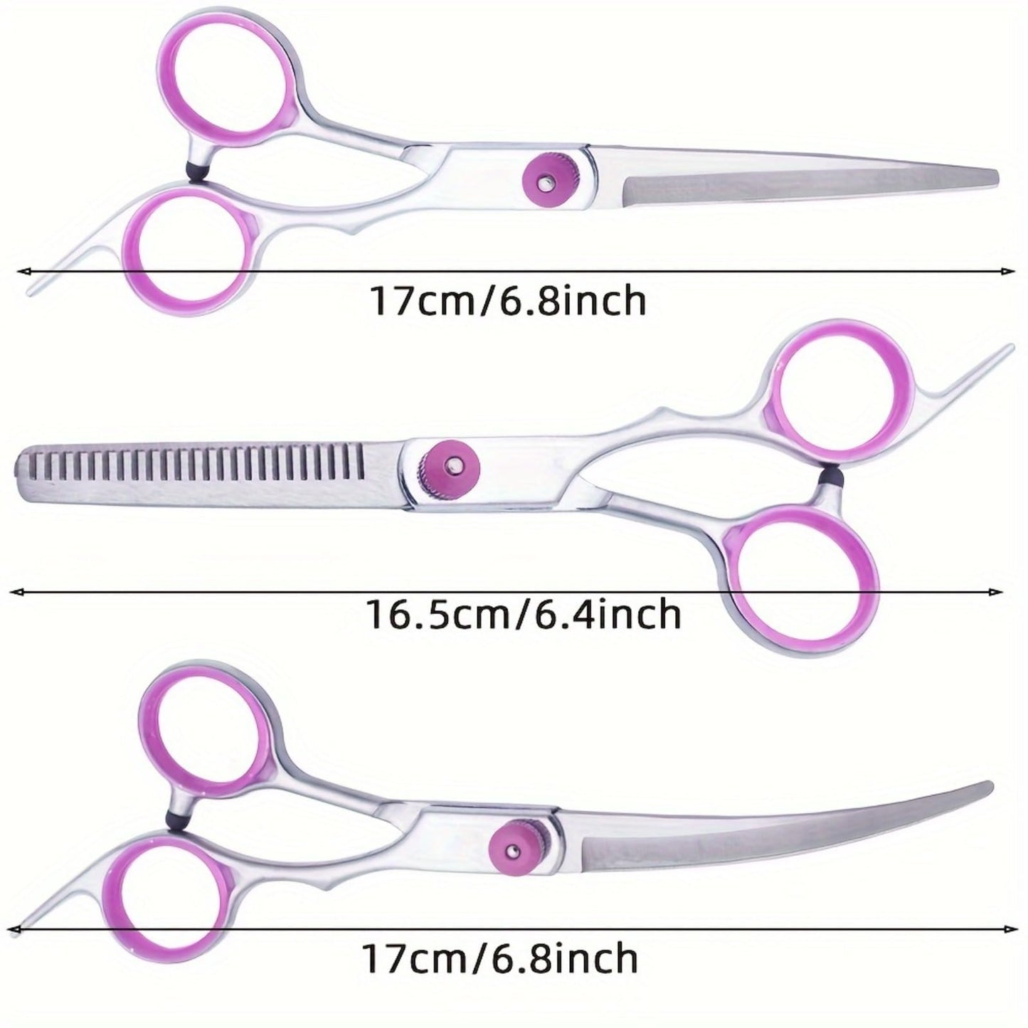 5-in-1 Pet Grooming Scissors, Stainless Steel Straight Thinning Curved Shears & Comb for Pet Use