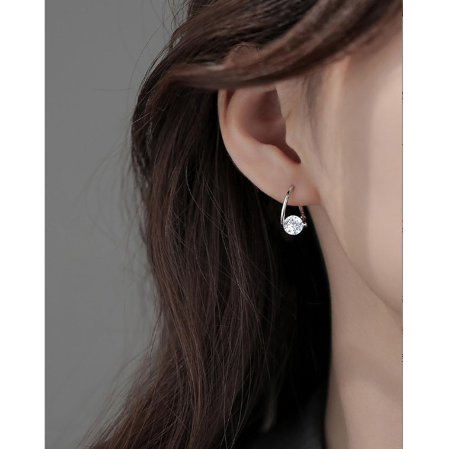 Halolux Germanium Earrings - Lymphatic Drainage Acupressure Earrings with CZ Zircon Stones - Dainty, Silver