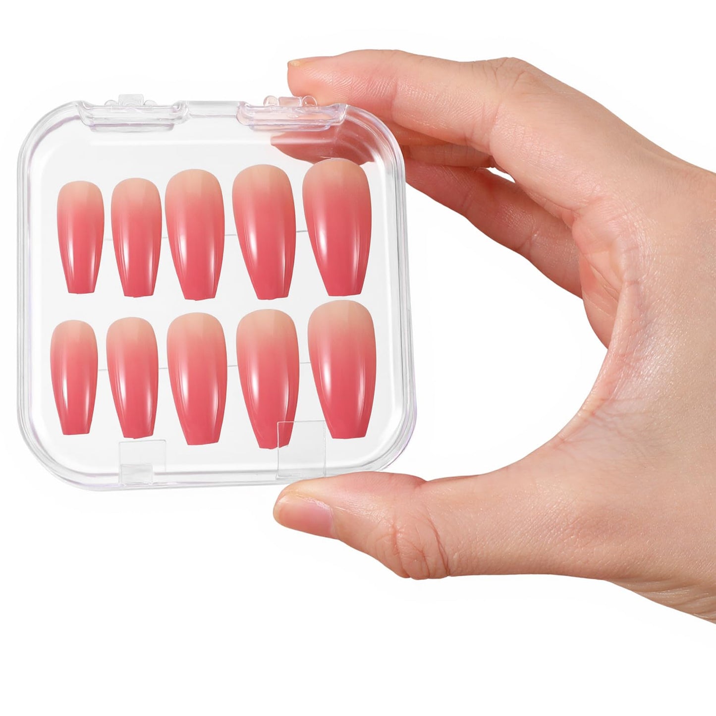 50pcs Press On Nail Storage Box with 180 Pcs Adhesive Double Sided Tape Clear Artificial Nail Display Case Acrylic Nails Boxes Press On Nails Packaging Box NailContainer for Salon Storage Display Art