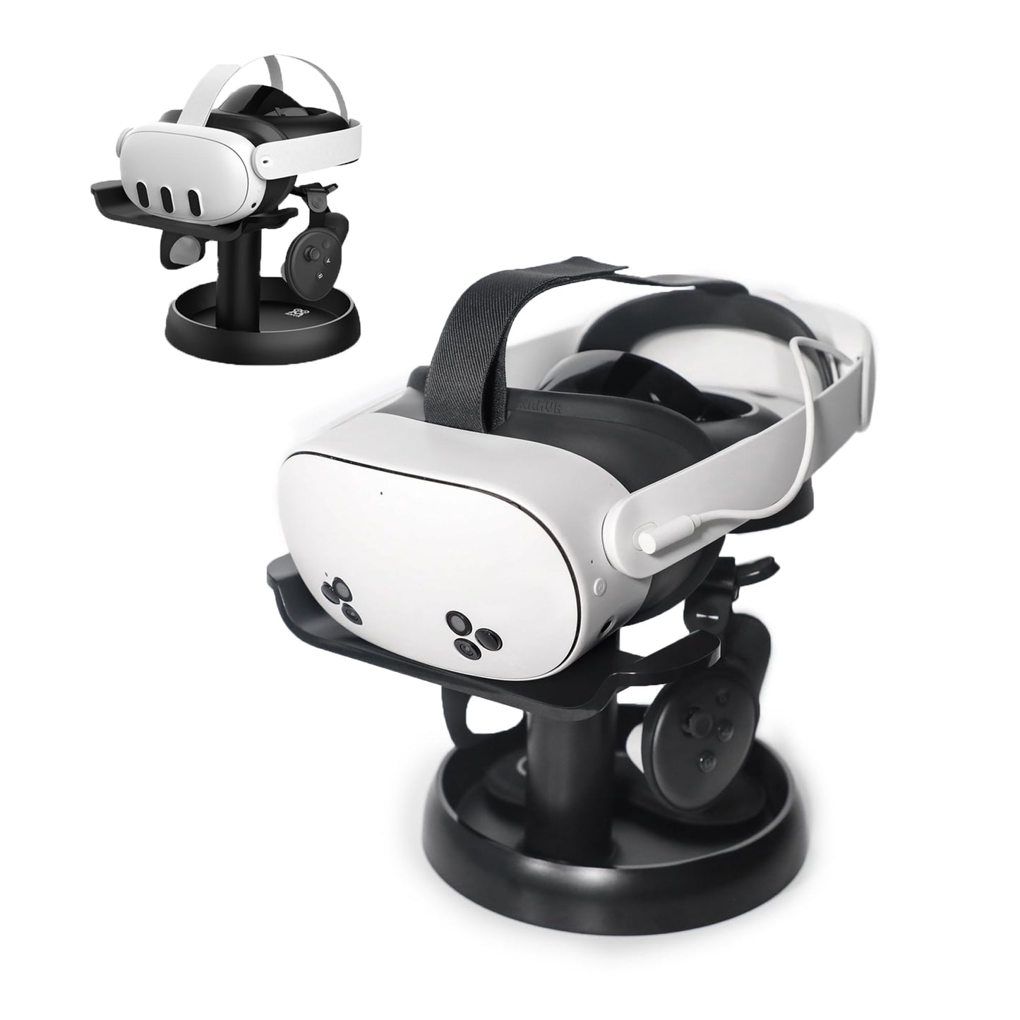 AMVR VR Headset Stand Holder Compatible with Quest 3s/Quest 3/Vision Pro/Quest 2/Pico 4/for PSVR 2 - Universal VR Headset Display Dock, Stable Bracket Storage Round Base, Mount Install Easy