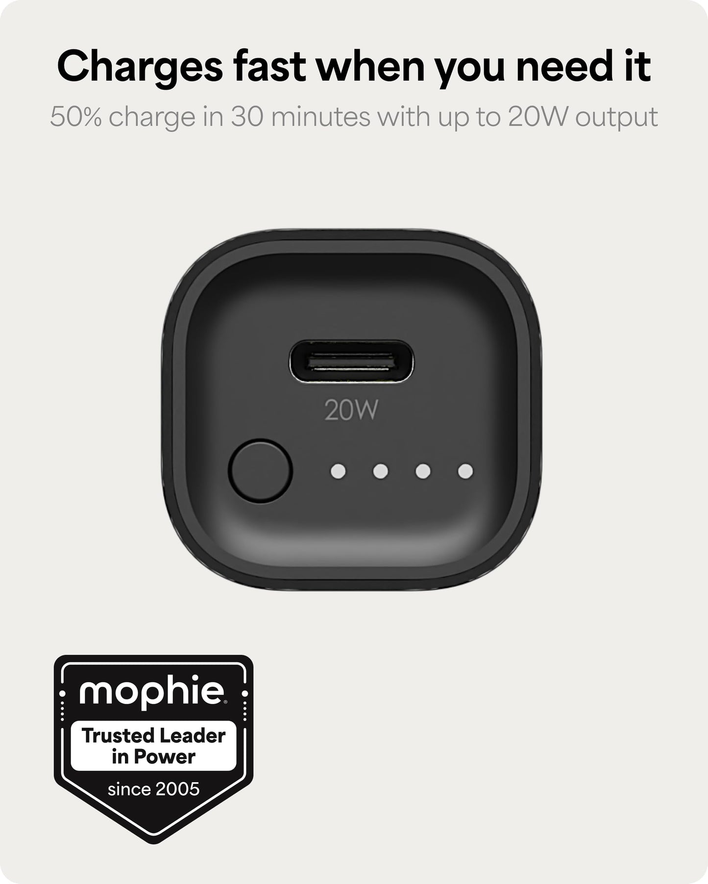 Mophie Powerstation Fast 5,000mAh Power Bank |Portable | 20W, Single-Device