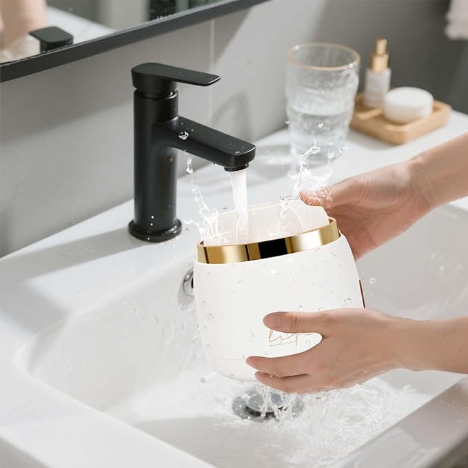 Toothbrush Holders with Cover,Dustproof 360 Rotating 7 Slots Toothpaste Holder for Bathroom Organizer Countertop,Makeup Brushes Organizer,Bathroom Accessories (White)